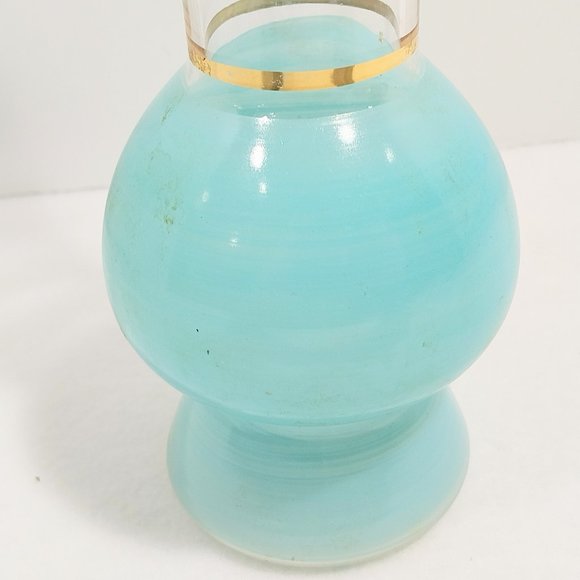 Vintage Bartlett Collins Blue Frosted Handpainted Clear Glass Vase #1336 - Picture 6 of 9